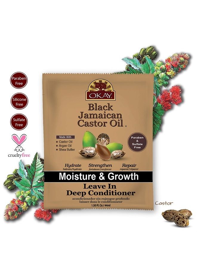 OKAY - Black Jamaican Castor Oil Leave-In Conditioner - All Hair Types/Textures - Repair, Moisturize, Grow Healthy Hair - with Argan Oil, Shea Butter - Free of Parabens, Silicones, Sulfates - 1.5 oz