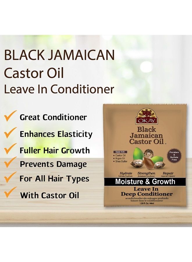 OKAY - Black Jamaican Castor Oil Leave-In Conditioner - All Hair Types/Textures - Repair, Moisturize, Grow Healthy Hair - with Argan Oil, Shea Butter - Free of Parabens, Silicones, Sulfates - 1.5 oz