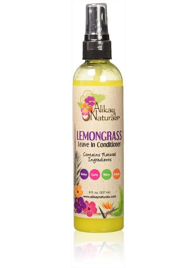 Lemongrass Leave In Conditioner Natural Silk Amino Acid, Aloe Vera Juice, Lemongrass Oil 8 Ounce