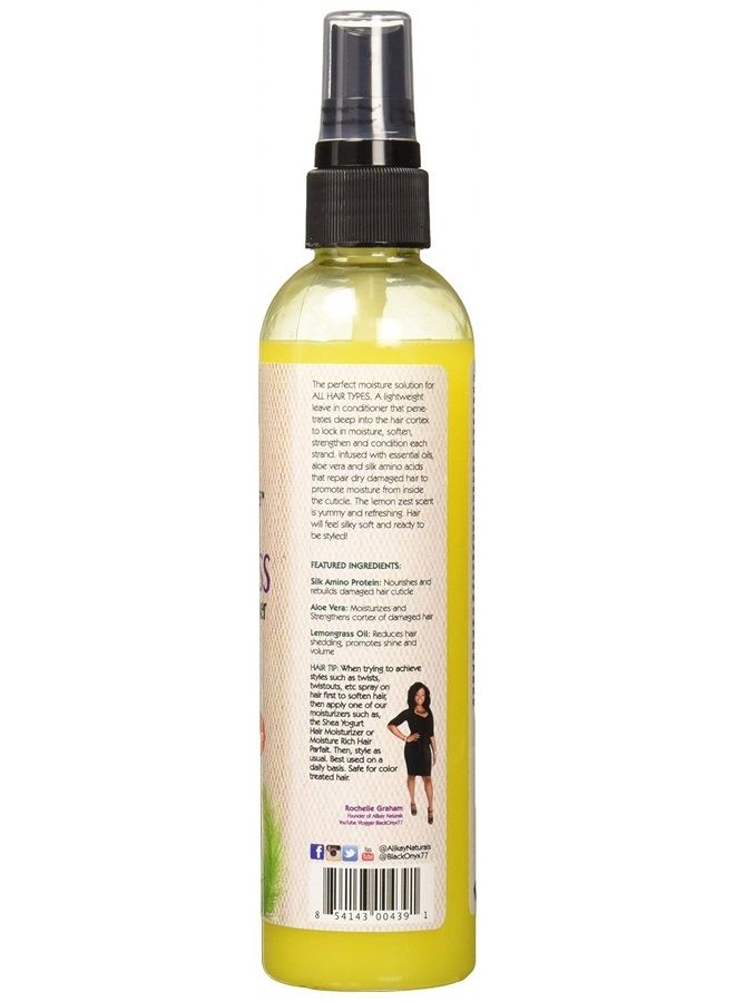 Lemongrass Leave In Conditioner Natural Silk Amino Acid, Aloe Vera Juice, Lemongrass Oil 8 Ounce