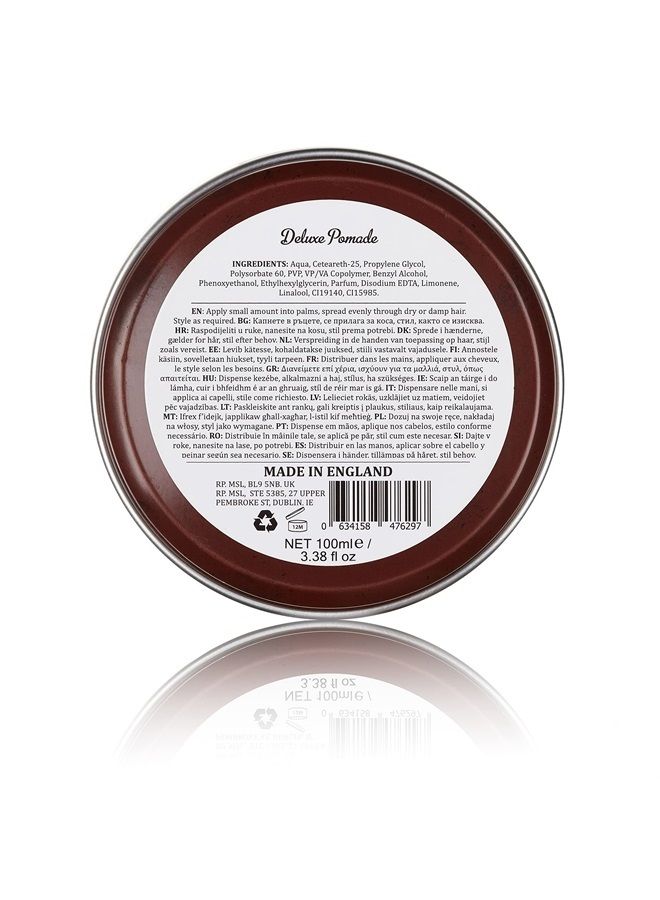 Deluxe Pomade By Dapper Dan, Medium Hold Medium Shine, No Greasiness Or Flakiness, Citrus & Vanilla Fragrance 100ml