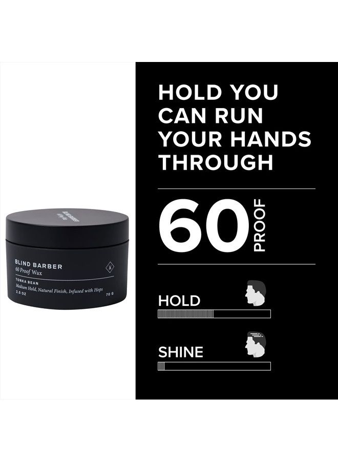 60 Proof Wax - Matte Styling Wax for Men - Medium Hold, Workable Matte Texture with Volumizing Hops Extract - Water Based & Free of Greasy Oils (2.5oz / 70g)