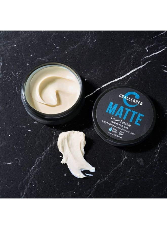 Men's Matte Cream Pomade, 1.5 Ounce | Natural Finish, Clean & Subtle Scent | Medium Firm Hold | Best Water Based Hair Styling Paste, Wax, Fiber, Clay, & Gel All In One
