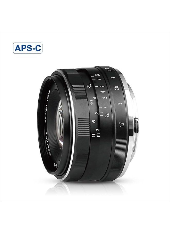 35mm F1.7 Large Aperture Manual Focus Prime Fixed Lens APS-C Compatible with Sony E-Mount Mirrorless Cameras NEX 3 3N NEX 5R NEX 6 7 A6600 A6400 A5000 A5100 A6000 A6100 A6300 A6500 A3000