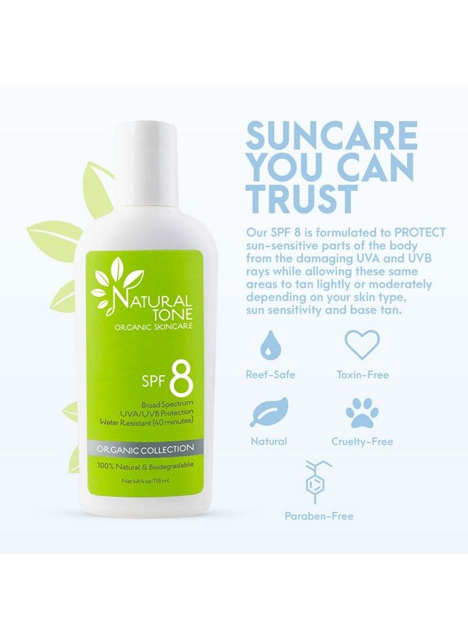 Spf8 Broad Spectrum Natural Sunscreen Soothing And Hydrating Mineral Sunscreen Vegan Parabenfree Sunblock Waterresistant Sunscreen For Face And Body 6Oz Natural Tone Organic Skincare