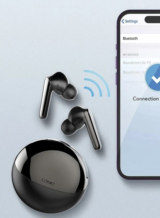 T01 Pro TWS In-Ear Earphones Wireless Earbuds With Replacement Eartips And Protective Case Standard Version Black