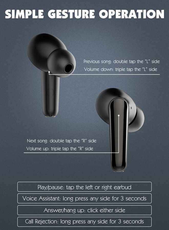 T01 Pro TWS In-Ear Earphones Wireless Earbuds With Replacement Eartips And Protective Case Standard Version Black