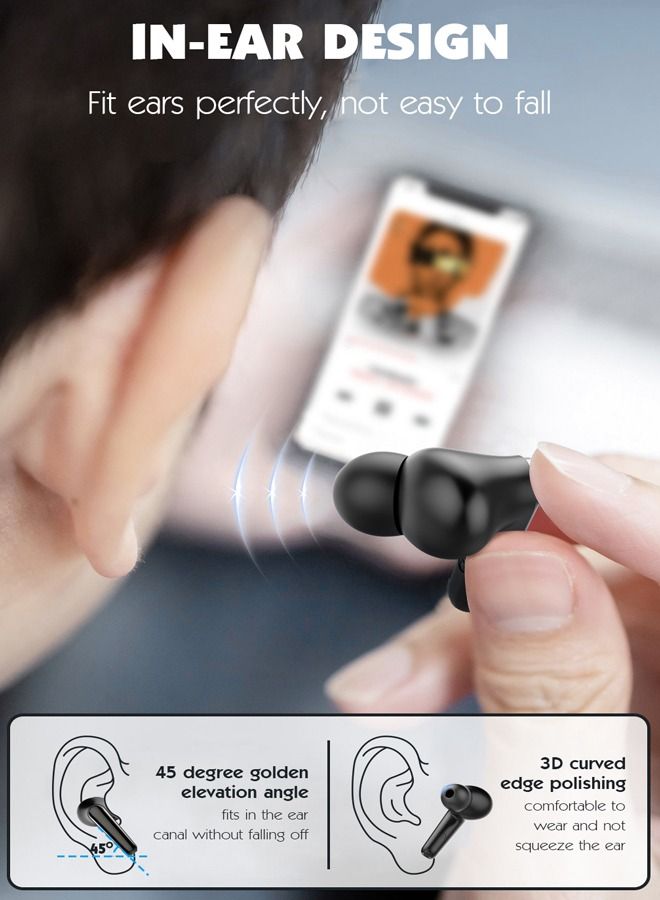 T01 Pro TWS In-Ear Earphones Wireless Earbuds With Replacement Eartips And Protective Case Standard Version Black