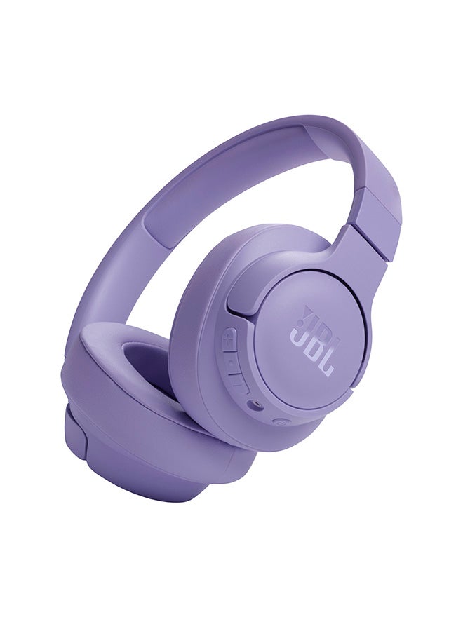 Tune 720Bt Wireless Over Ear Headphones Pure Bass Sound 76H Battery Hands-Free Call Plus Voice Aware Multi Point Connection Lightweight And Foldable Detachable Audio Cable Purple