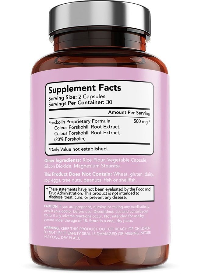 Forskolin Max Strength - Forskolin Extract, Forskolin Supplement, Forskohlii Coleus Supplement, Coleus Forskohlii Extract, Plant Based, Non GMO - 60 Capsules