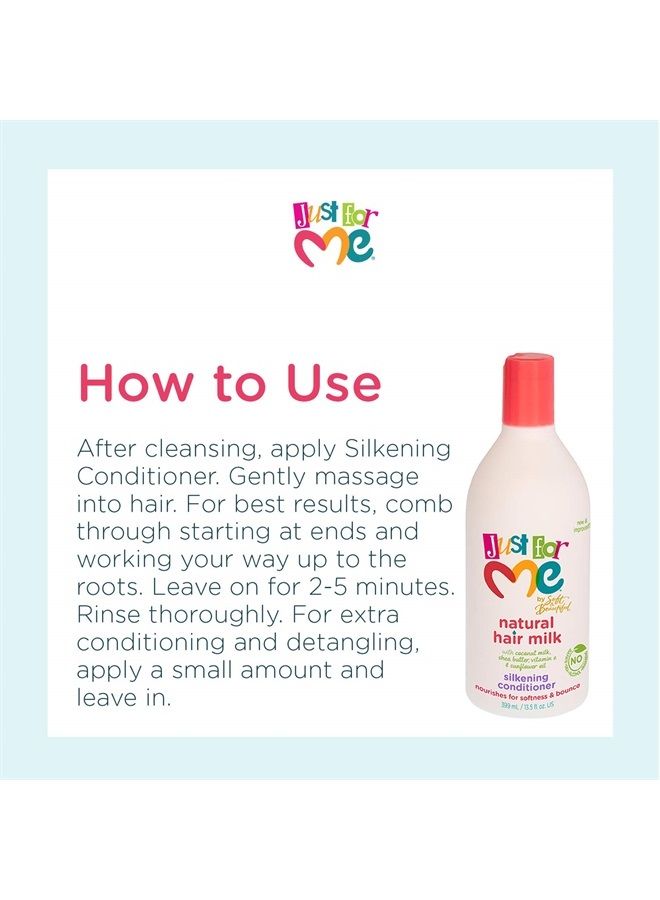 Just for Me Natural Hair Milk Silkening Conditioner, Nourishes For Softness & Bounce, With Coconut Milk, Shea Butter, Vitamin E & Sunflower Oil, 13.5 Ounce