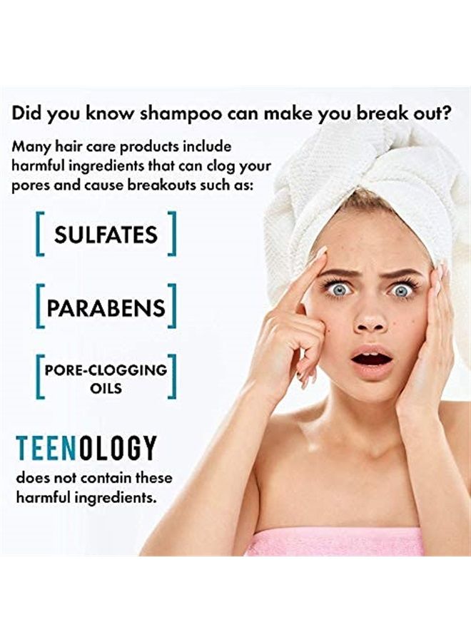 Shampoo for Teens - Avoid Forehead and Body Breakouts - No Sulfates or Parabens, Noncomedogenic, Natural Botanical Extracts, 16 oz. (Blueberry Pomegranate Cucumber)