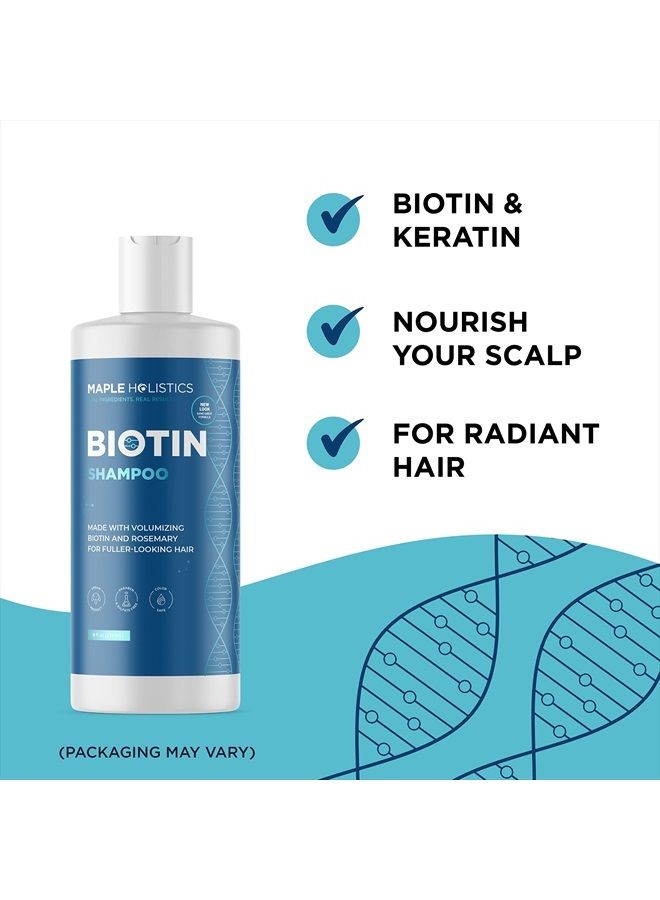 Biotin Hair Shampoo for Thinning Hair - Volumizing Biotin Shampoo for Men and Womens Dry Damaged Hair - Sulfate Free Shampoo with Biotin and Moisturizing Essential Oils over 95% Natural Derived