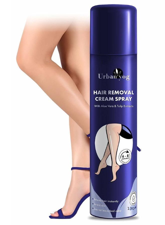 Urban yog Hair Removal Cream Spray for Women , Painless Body Hair Removal Spray for legs, hands, underarm &back (130 ML, Tulip (Blue))