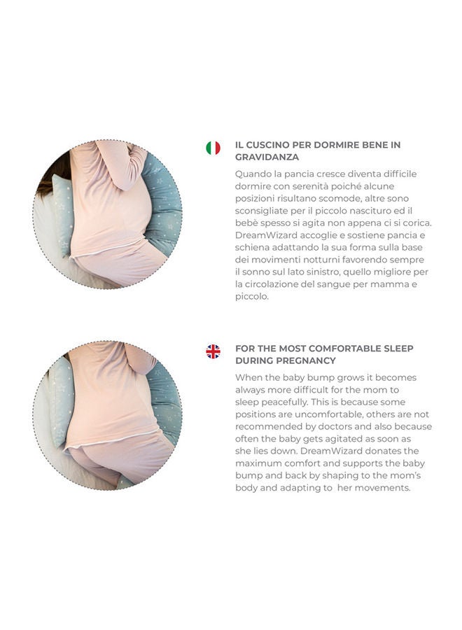 Dreamwizard 12-In-1 Pregnancy And Nursing Pillow With Back Support - 7100 - Grigio Bianco