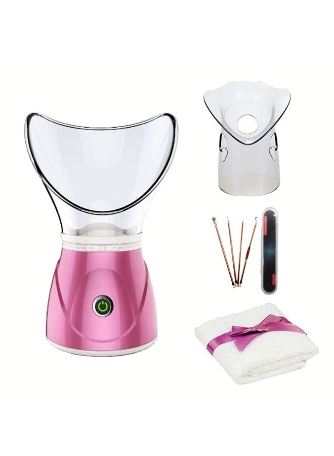 ® Facial Steamer Professional Sinus Steam Inhaler Face Skin Moisturizer Facial Mask Sauna Spa Steamers with Aromatherapy Diffuser Humidifier Function (Pink)