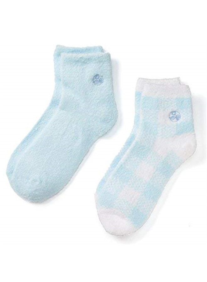 Aloe Vera Socks – Infused with natural aloe vera & Vitamin E – Helps Dry Feet, Cracked Heels, Calluses, Dead Skin - Use with your Favorite Lotions - Blue Plaid