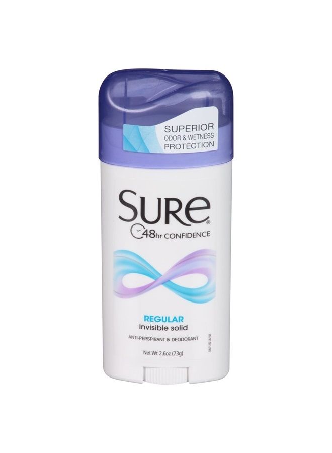 SURE, Antiperspirant Deodorant, Solid, Regular, 2.6 oz., (6 Pack)