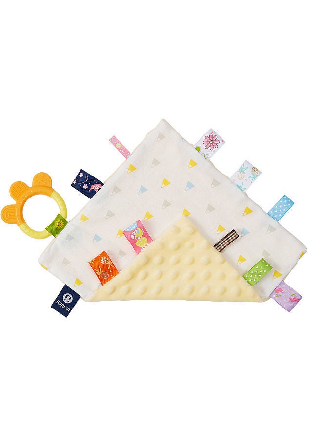 Baby Appease Towel Comfortable Baby Tag Soothing Security Blanket with Colorful Tags Silicone Baby Teether Cute Patterns Soft Comforter Hand Plush Towel for Infants Toddlers