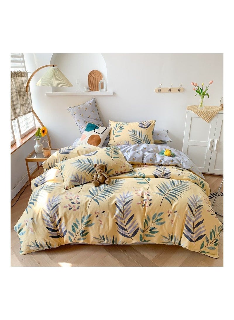 New solid color washed cotton four-piece bedding set