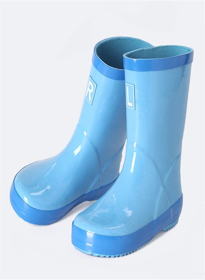 Children's Rubber Non Slip Reflective Solid Rain Boots Blue
