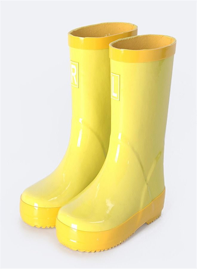 Children's Rubber Non Slip Reflective Solid Rain Boots Yellow
