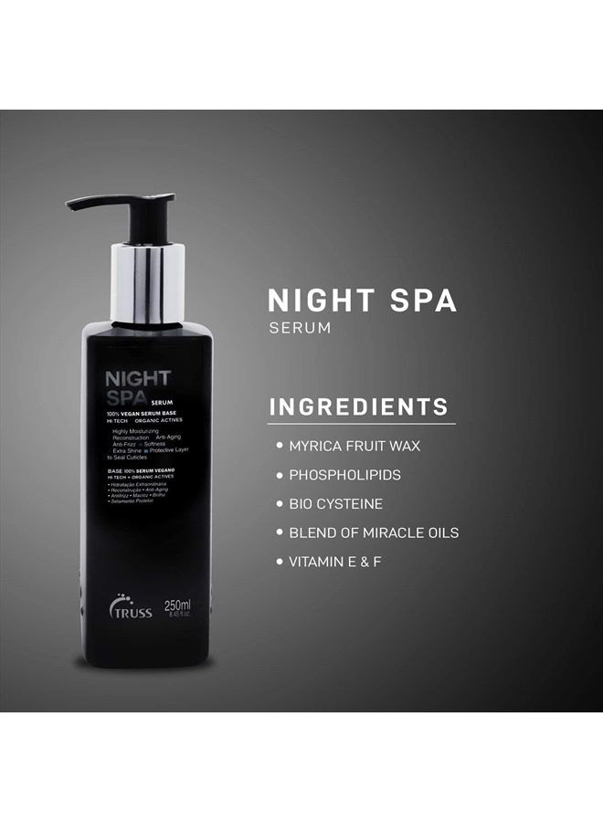 Night Spa Serum - Overnight Hair Treatment - 100% Vegan Wax Base, Organic Actives - Moisturizing, Anti-Aging, Anti-Frizz Formula - Offers Softness, Extra Shine, Seals Hair Cuticle, 8.45 fl. oz.