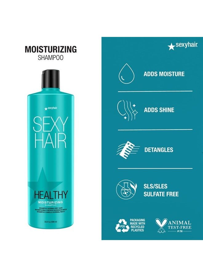 Healthy Moisturizing Shampoo, 33.8 Oz | Moisture, Slip, Detangling, and Shine | SLS and SLES Sulfate Free | All Hair Types