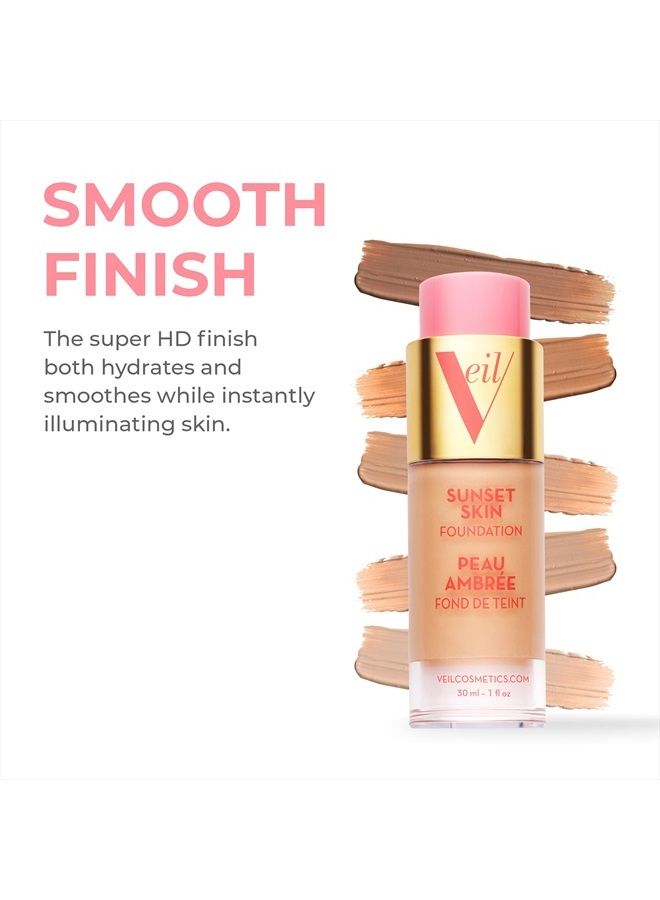 Sunset Skin Liquid Foundation | 2N | Buildable Coverage | Water-Resistant, Hypoallergenic, Oil-Free, Cruelty Free & Vegan | Lightweight & Brightening | Long Lasting | All Skin Types