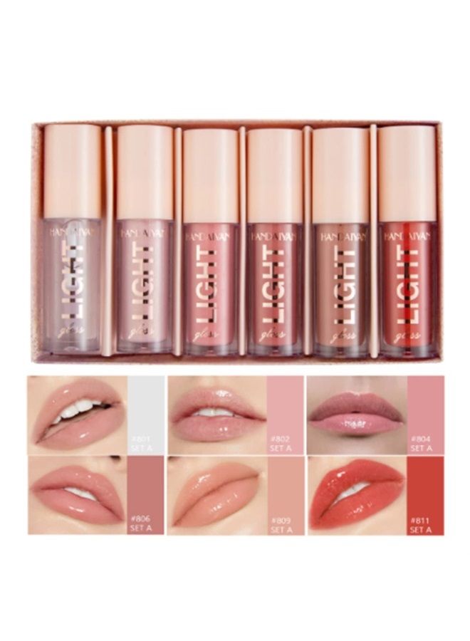 Moisturizing Lipgloss Set 6PCS Smooth Hydrating Lip Gloss Neutral Nude Nourishing Glossy Lipgloss for Women and Girls (Moisturizing, 6PCS Set A)