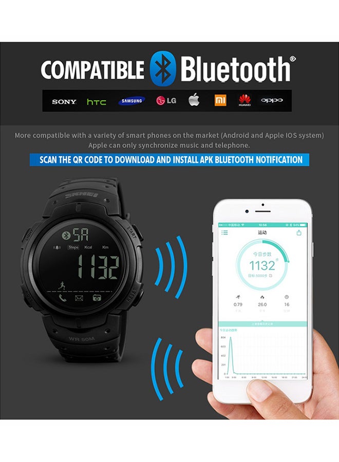 1301 Bluetooth Digital Sport Smartwatch Black