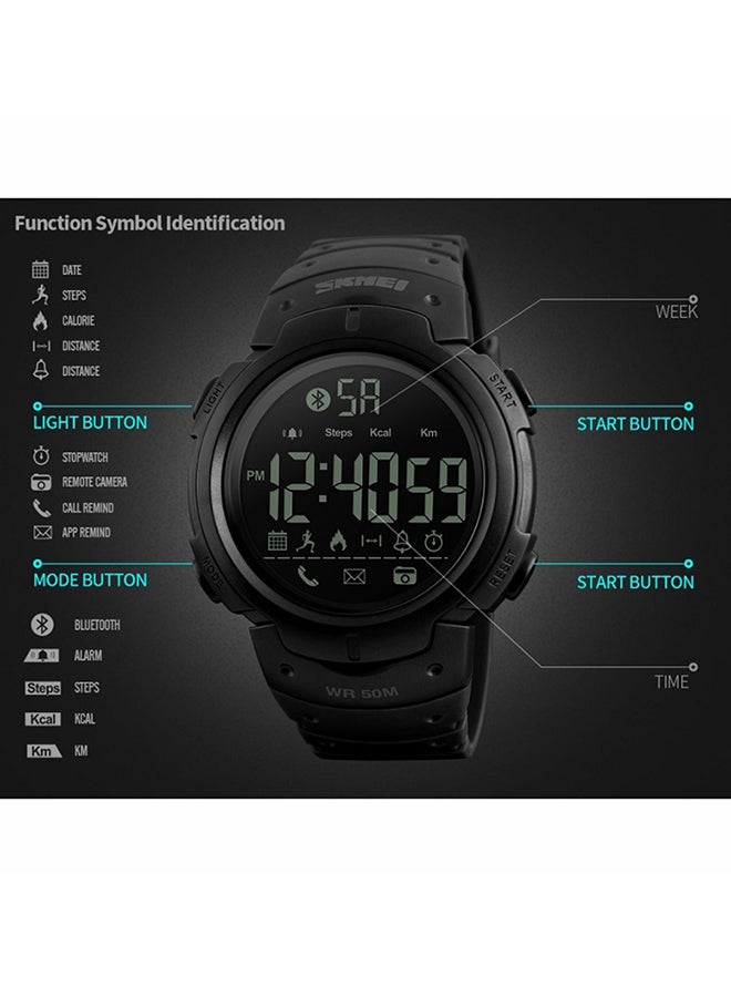 1301 Bluetooth Digital Sport Smartwatch Black