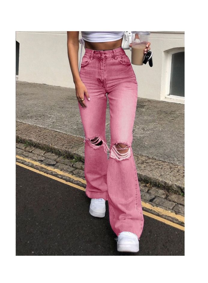 Women's Casual Wide-legged Ripped Jeans