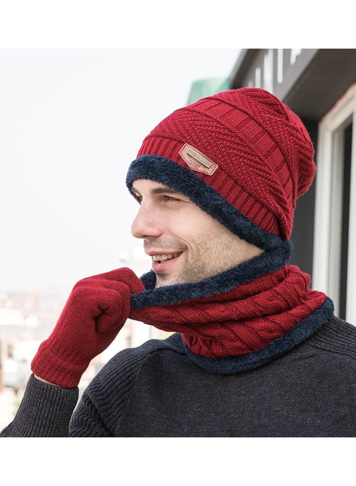 Winter Padded Set Cap Knitted Hat Scarf 2-Piece Set