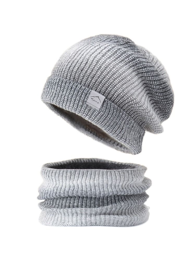 Winter Padded Set Cap Knitted Hat Scarf 2-Piece Set