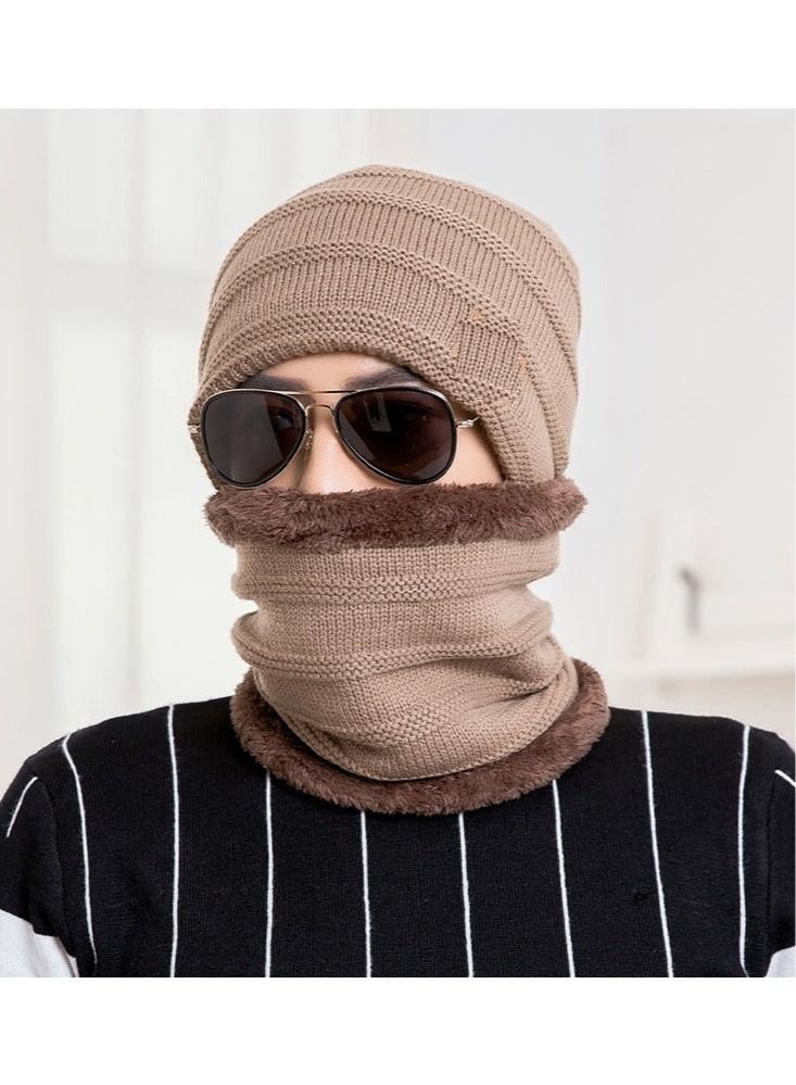 Winter Padded Set Cap Knitted Hat Scarf 2-Piece Set