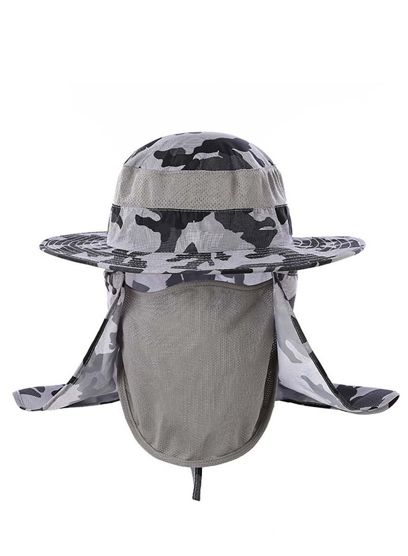Camouflage 360-degree sunscreen fishing neck and wide brimmed face hat