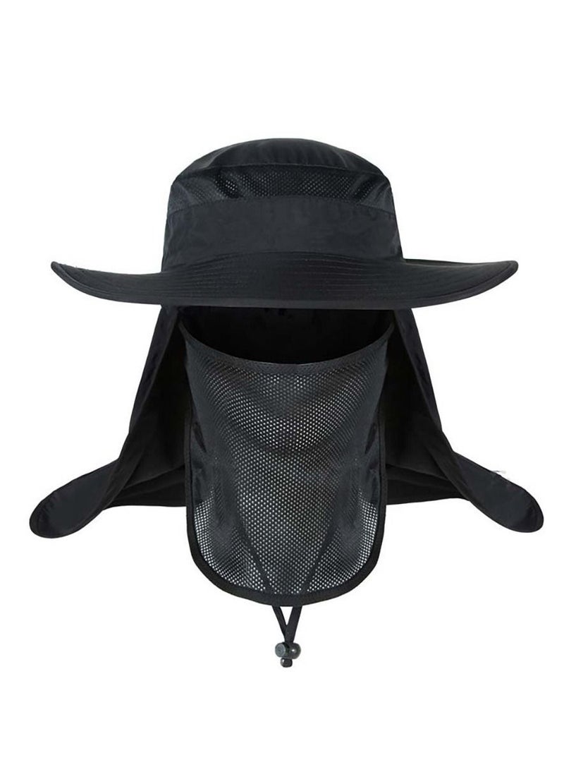Sun Protection Fishing Neck Face Flap Hat With Wide Brim
