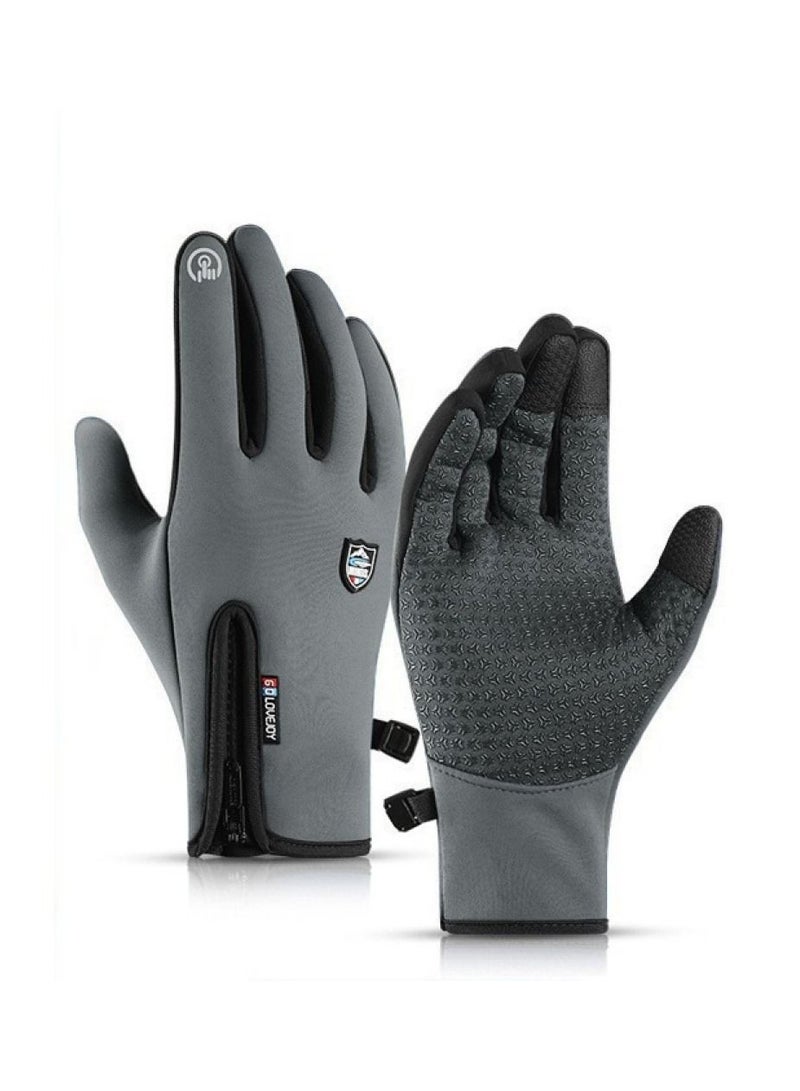 Men's Outdoor Windproof And Waterproof Sports Riding Plush Gloves In Winter