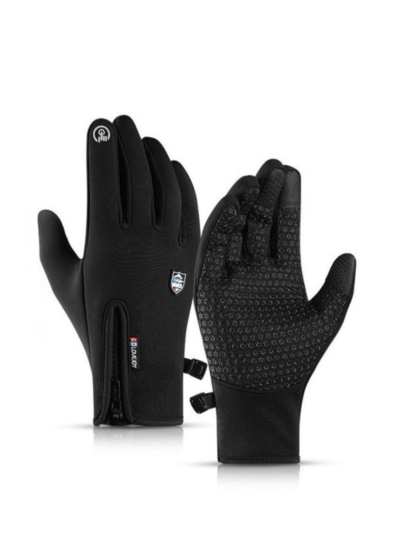 Men's Outdoor Windproof And Waterproof Sports Riding Plush Gloves In Winter