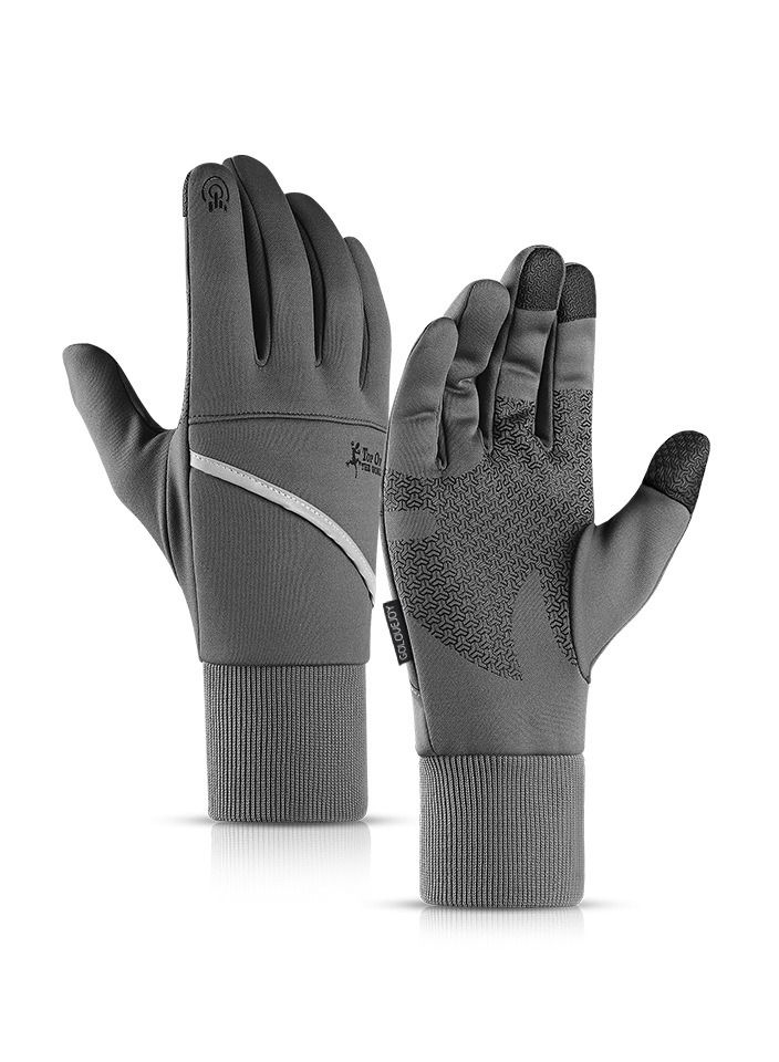 Men's Autumn And Winter Outdoor Plush Warm And Anti-skid Gloves