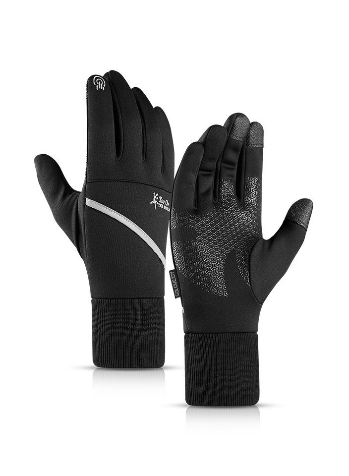 Men's Autumn And Winter Outdoor Plush Warm And Anti-skid Gloves