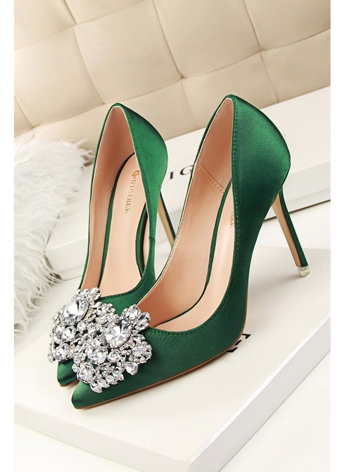 High-Heeled Stiletto Pointed Shoes Heel Height 10CM Green