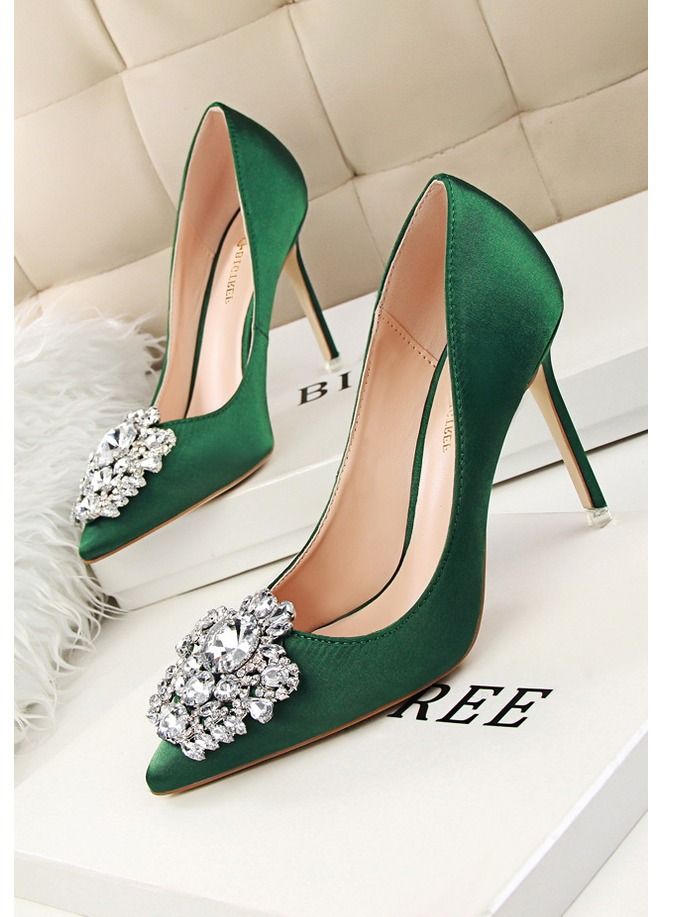 High-Heeled Stiletto Pointed Shoes Heel Height 10CM Green