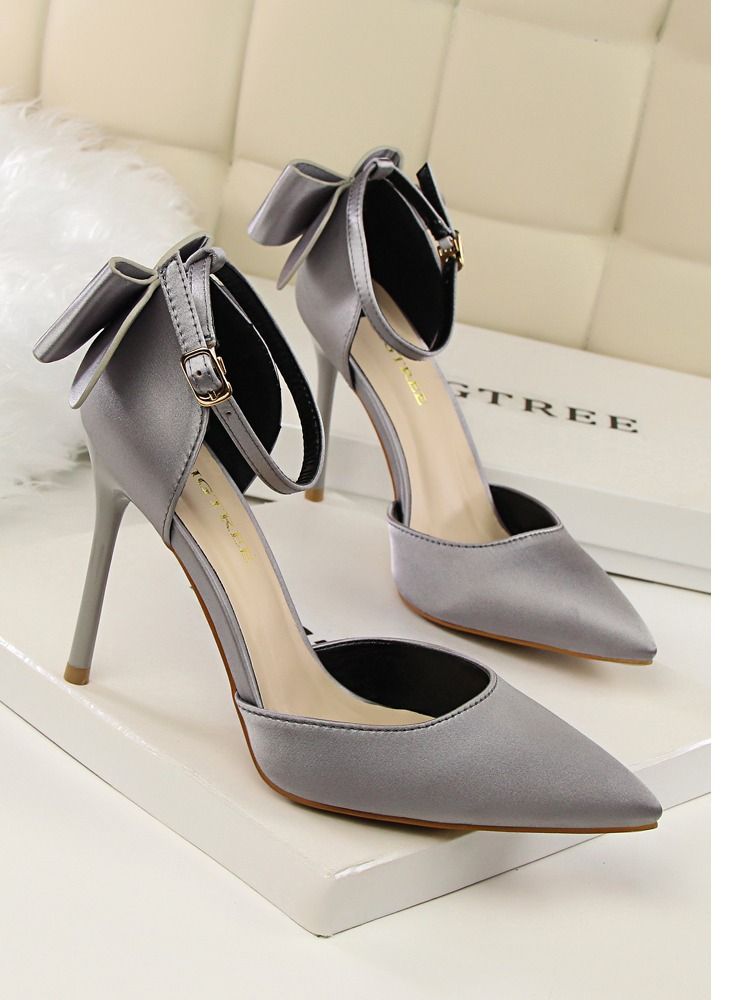 High-Heeled Stiletto Pointed Shoes Heel Height 10CM Grey