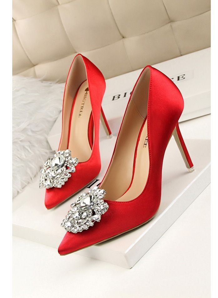 High-Heeled Stiletto Pointed Shoes Heel Height 10CM Red