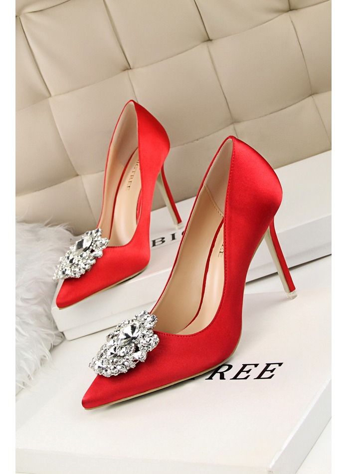 High-Heeled Stiletto Pointed Shoes Heel Height 10CM Red