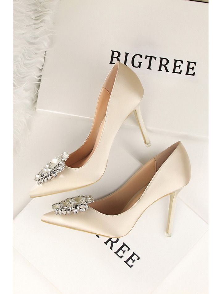 High-Heeled Stiletto Pointed Shoes Heel Height 10CM Beige