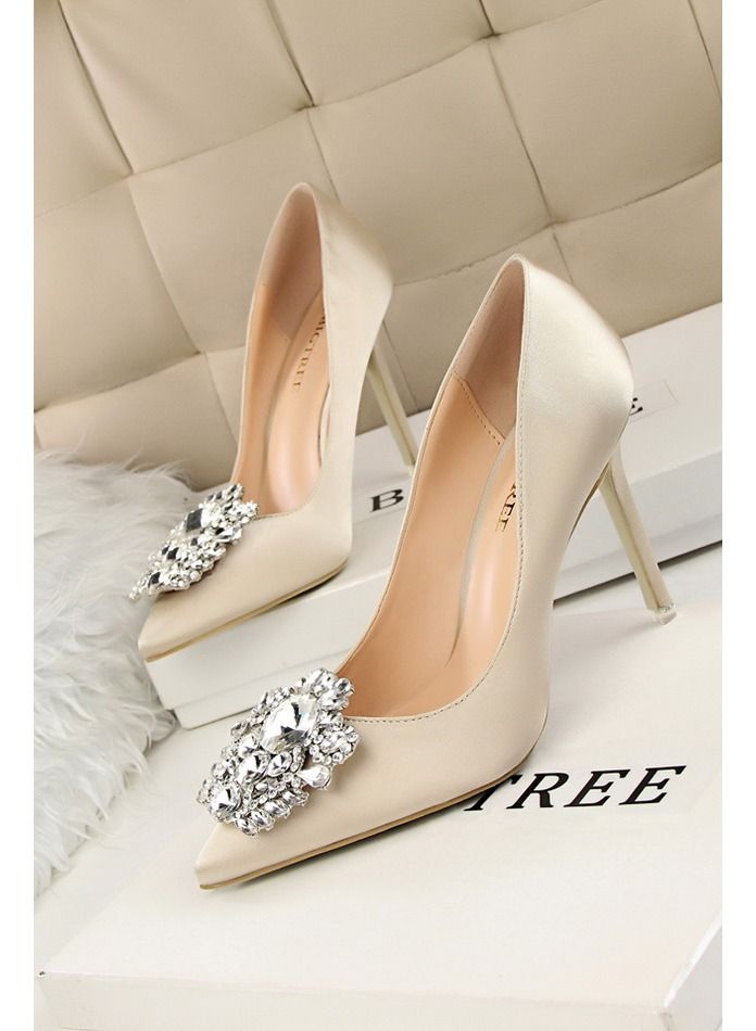 High-Heeled Stiletto Pointed Shoes Heel Height 10CM Beige
