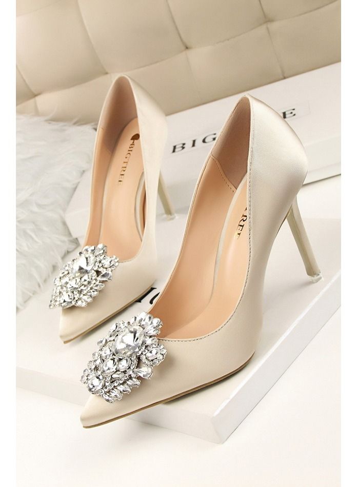 High-Heeled Stiletto Pointed Shoes Heel Height 10CM Beige